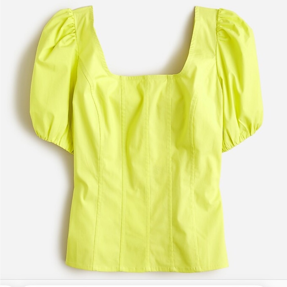 NWT Puff-sleeve squareneck top in cotton poplin